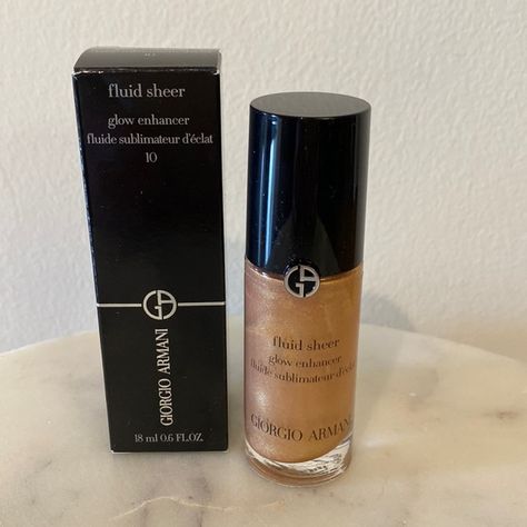 Armani Beauty. Fluid Sheer Glow Enhancer #10 Fluid Sheer Giorgio Armani, Armani Fluid Sheer, Liquid Highlighter, Armani Beauty, Giorgio Armani, Highlighter, Foundation, Moisturizer, Makeup