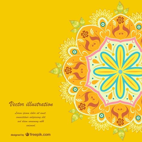 Yellow Mandala, Mandala Background, Mandala Vector, Graphic Design Ads, Vector Free Download, Backgrounds Free, Yellow Background, Vector Photo, Nursery Rhymes