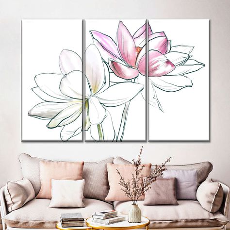 Lotus Paintings, Acrylic Art Paintings, Painting Above Bed, Lotus Flower Painting, Lotus Painting, Acrylic Art Projects, Painting Set, Art Painting Acrylic, Wall Art Elephant