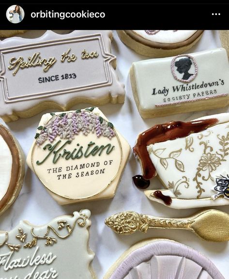 Diamond Of The Season Bridal Party, Diamond Of The Season, Tea Party Cookies, Bridal Shower Tea Party, Bridgerton Inspired, Party Cookies, 30 Birthday, Bride Shower, 28th Birthday