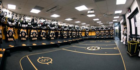 Locker room prepped & ready! Locker Room Aesthetic, Hockey Locker Room, Hockey Locker, School Locker Room, School Locker, Boston Bruins, Locker Room, Sports Games, Room Aesthetic