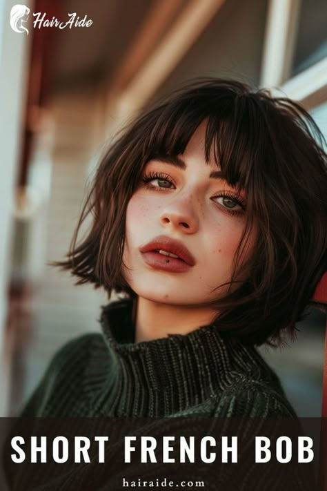 Elevate your look with the timeless elegance of the short French bob. It's the perfect blend of sophistication and style. 💇‍♀️✨ Fall 2024 Bob Haircut, Short French Bob With Bangs, French Bob With Bangs, Short French Bob, Cropped Hair, Woman Hairstyles, Short French, Girls Short Haircuts, French Bob