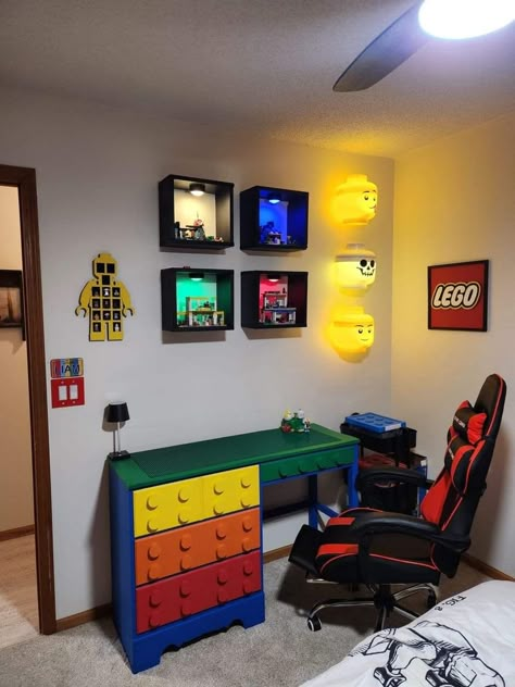 Boys Lego Bedroom Ideas, Boys Lego Bedroom, Lego Bedroom Decor, Lego Kids Room, Lego Room Ideas, Boys Bedroom Colors, Lego Bedroom, Toddler Boy Room Decor, Boys Bedroom Makeover