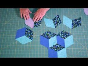 Tumbling Blocks Pattern, Tumbling Blocks Quilt, Tumbling Blocks, Block Quilt, Quilting Videos, Easy Quilt Patterns, Patchwork Quilt Patterns, Quilt Baby, Quilt Block Tutorial