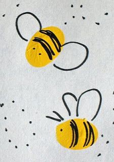 Thumbprint Honey Bee & Hive - Artsy Craftsy Mom Thumbprint Crafts, School Diy Ideas, Thumbprint Art, Fingerprint Art, Honey Bee Hives, Thumb Prints, Bee Crafts, Handprint Art, Bee Art