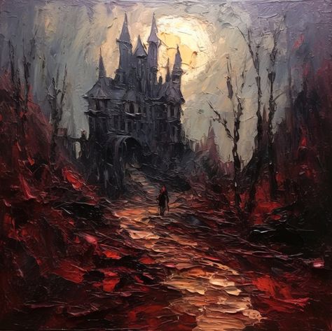 Castle Oil Painting, Dark Series, Painting Dark, Gothic Home, Poster Artwork, Gothic Home Decor, Gothic House, Australian Artists, Gothic Art