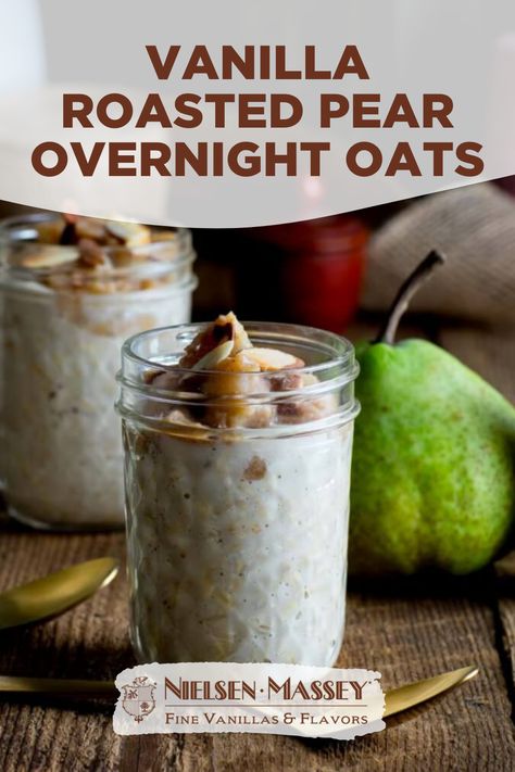 Pear Overnight Oats Healthy, Pear Overnight Oats, Vanilla Overnight Oats, Chia Puddings, Asian Pears, Greek Yogurt Breakfast, Yogurt Bowls, Protein Overnight Oats, Canned Pears