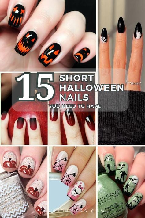 Spooktacular short nail ideas that add a touch of magic to your Halloween look, inviting creativity and self-expression. Short Halloween Nails, Designs For Short Nails, Thanksgiving Nail Designs, Cute Halloween Nails, New Nail Designs, Long Nail Designs, Short Nails Art, Creative Nail Designs, Thanksgiving Nails