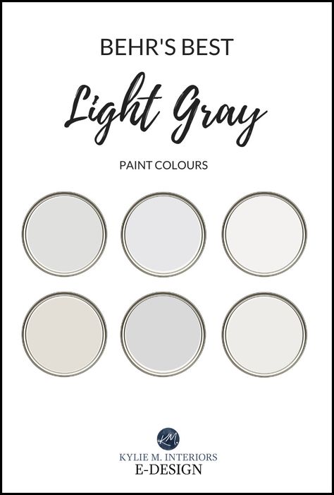 The 6 Best BEHR Light Gray Paint Colours (Cool and Warm) Best Interior White Paint Colors Behr, New House White Behr Paint, Best Warm White Paint Colors Behr, Behr Paint Colors White Interiors, Best White Paint For Walls Behr, Behr Light Grey Paint Colors, Kylie Interiors, White Behr Paint, Behr Gray Paint