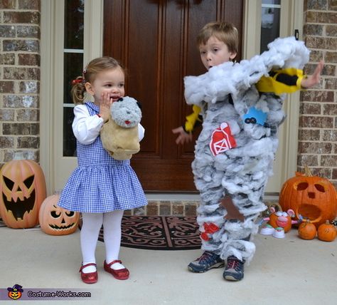 Dorothy And Tornado Costume, Tornado Costume, Best Diy Costumes, Wizard Of Oz Costumes Diy, Lego Halloween Costumes, Custome Ideas, Wizard Of Oz Costume, Wizard Oz, Oz Costume