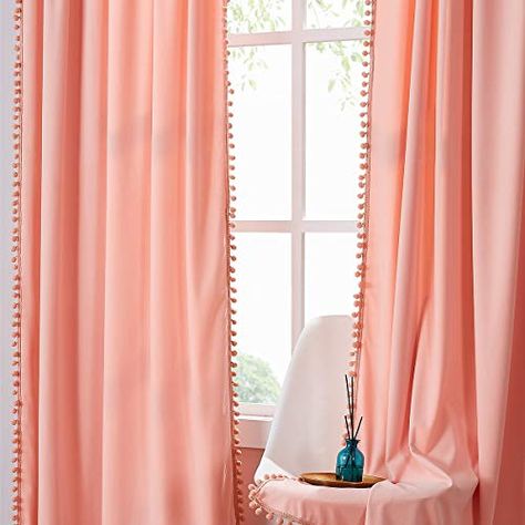 Coral Velvet Curtains, Coral Curtains Bedroom, Blush Pink Room, Pink Velvet Curtains, Peach Curtains, Coral Curtains, Coral Bedroom, Bedroom Curtain, Velvet Drapes