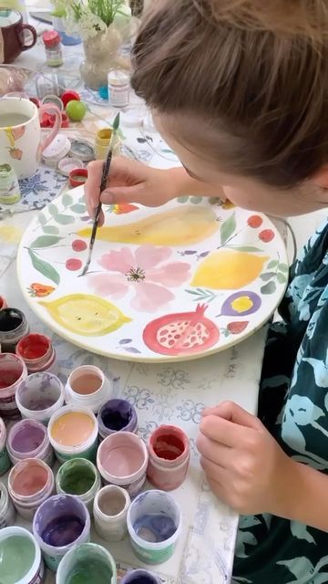 Ceramics Videos on Instagram: "Ceramic fruit painting plate by @odaryadarya.ceramic" Ceramics Videos, Ceramic Fruit Bowl, Ceramic Fruit, Chip And Dip Bowl, Pottery Videos, Hand Painted Pottery, Fruit Painting, Painted Plates, Pottery Glazes