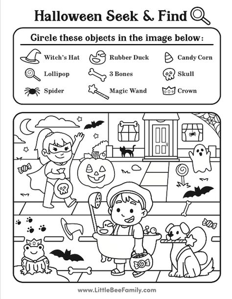 Halloween Seek and Find Halloween Coloring And Activity Pages, Fall Seek And Find Worksheet, Halloween Worksheets First Grade, Kids Coloring Pages Halloween, Halloween Therapy Worksheet, Halloween Activity Pages For Kids, Halloween Activities Worksheets, 2nd Grade Halloween Worksheets, Halloween Kids Worksheets