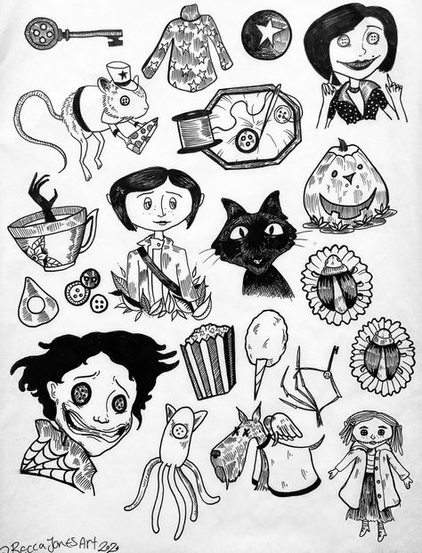 found on google Coraline Cat, Coraline Tattoo, Tim Burton Tattoo, Coraline Art, 16 Tattoo, Flash Tattoo Designs, Inspiration Tattoos, Doodle Tattoo, Spooky Tattoos