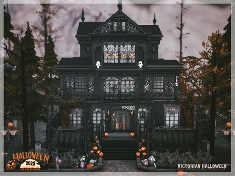 The Sims Resource - Victorian Halloween Spook Houses, Lotes The Sims 4, The Sims 4 Lots, Victorian Halloween, Forest Cottage, French Apartment, Sims 4 Bedroom, Monster House, Cottage Style Home