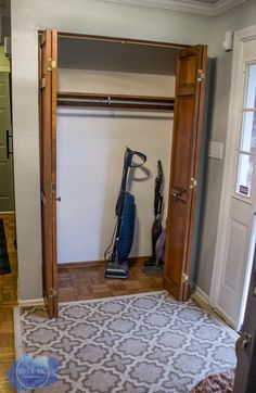 Entry Closet Storage Ideas, Laundry Room With Shoe Storage, Front Closet Mudroom, Small Space Mud Room Entry Ways, Entry Way Storage Cabinets, Living Room Closet Ideas, Small Entryway Closet Ideas, Foyer Closet Makeover, Closets Without Doors Ideas