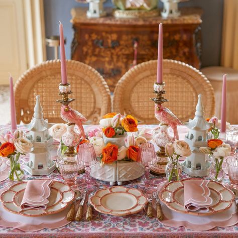 Pink Placemats, Mrs Alice, Placemats And Napkins, Pink Napkins, Round Placemats, Easter Table Settings, Pretty China, Led Tea Lights, Embroidered Border