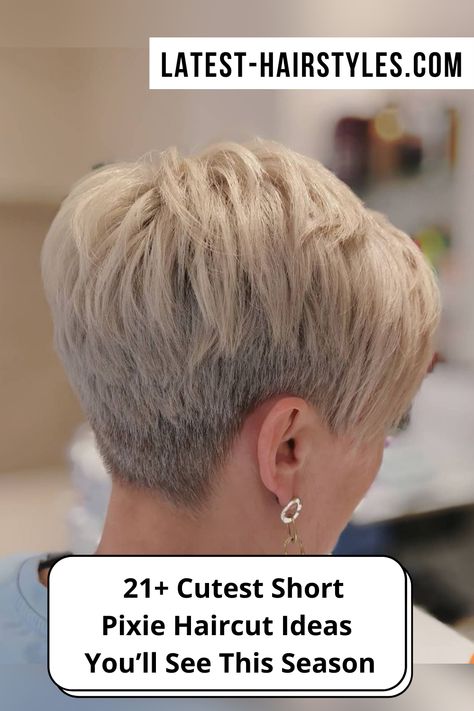 Cutest Short Pixie Haircut Pixie Hairstyles 360 View, Haircuts Pixie Short, Short Hair Styles Front And Back Views, Pixie Hair Back View, Back View Pixie Haircut Neckline, Cropped Pixie Haircut For Women, Layered Short Pixie Haircut, Stacked Pixie Bob Haircut For Fine Hair, Short Stacked Pixie Haircut