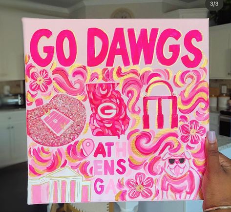 University Canvas Painting, Fsu Preppy Painting, Preppy Painting Uga, Uga Painting Canvases, Delta Gamma Paintings, Dphie Canvases, Alpha Gamma Delta Canvas Paintings, College Canvas Art, Dorm Canvas Art