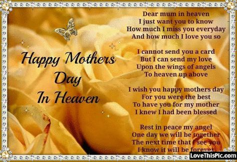 Happy Mothers Day In Heaven Mothers In Heaven Quotes, Mom In Heaven Poem, Missing Mom In Heaven, Mother Day Quotes, Mum In Heaven, Mother's Day In Heaven, Happy Mothers Day Pictures, Mom In Heaven Quotes, Miss You Mom Quotes