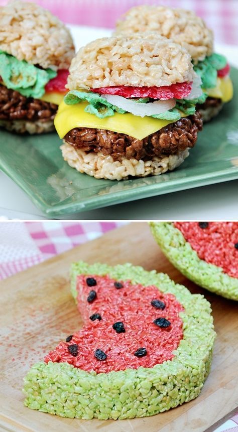 Unique rice krispies treat ideas #kidfood #lunchbox #schoollunch #bento #snack Fun Rice Krispie Treats, Rice Krispies Treat, Krispie Treats Recipe, Krispies Treats, Cereal Treats, Rice Krispy, Picnic Ideas, Creative Kitchen, Treat Recipes