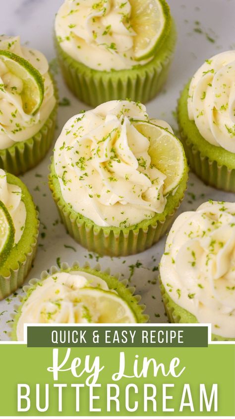 Key Lime Buttercream Frosting, Key Lime Icing Recipe, Lime Cake Filling, Key Lime Cupcakes From Box Cake, Key Lime Frosting Recipes, Key Lime Cupcakes Recipe, Celiac Desserts, Key Lime Frosting, Key Lime Icing