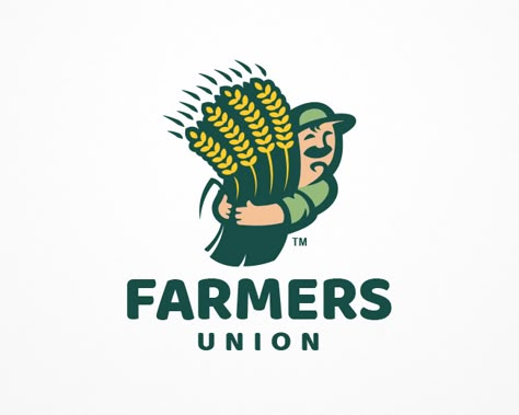 Logopond - Logo, Brand & Identity Inspiration Plant Shop Logo, Farmer George, Farm Harvest, Union Logo, Farm Logo Design, Logo Reference, Pig Farm, Mascot Logo Design, Character Logo