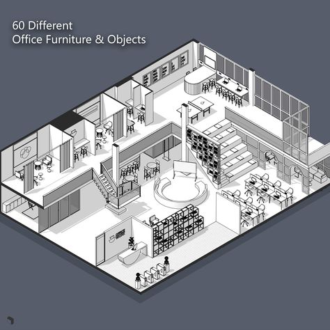 Study Hub Interior Design, Study Hub Design, 3d Zoning, Site Zoning, Architect Office Design, Offices Ideas, Architecture Software, Modular Interior, Model Office