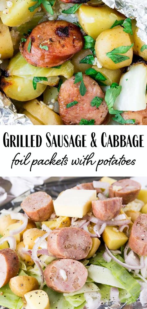 Sausage And Cabbage Foil Packet, Cabbage Foil Packets For The Grill, Cabbage Foil Packets For The Oven, Grilled Cabbage In Foil, Foil Packets For The Oven Potatoes, Burger Foil Packets For The Oven, Burger Foil Packets For The Grill, Sausage Foil Packets For The Grill, Summer Sausage Meal Ideas