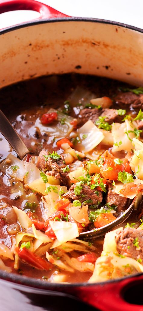 Cabbage And Beef Soup, Homemade Cabbage, Spiced Nice, Cabbage Beef, Soup Cabbage, Beef Cabbage Soup, Cabbage Stew, Soup Homemade, Vegetable Soup Healthy