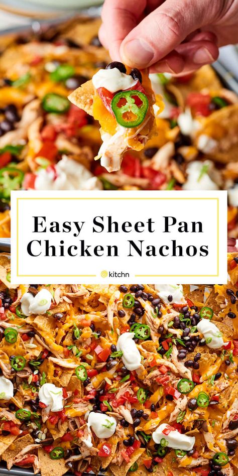 Cheesy Chicken Nachos, Easy Chicken Nachos Recipe, Easy Chicken Nachos, Easy Sheet Pan Chicken, Chicken Nachos Recipe, Nachos Recipe Easy, Sheet Pan Chicken, Chicken Nachos, Nachos Recipe