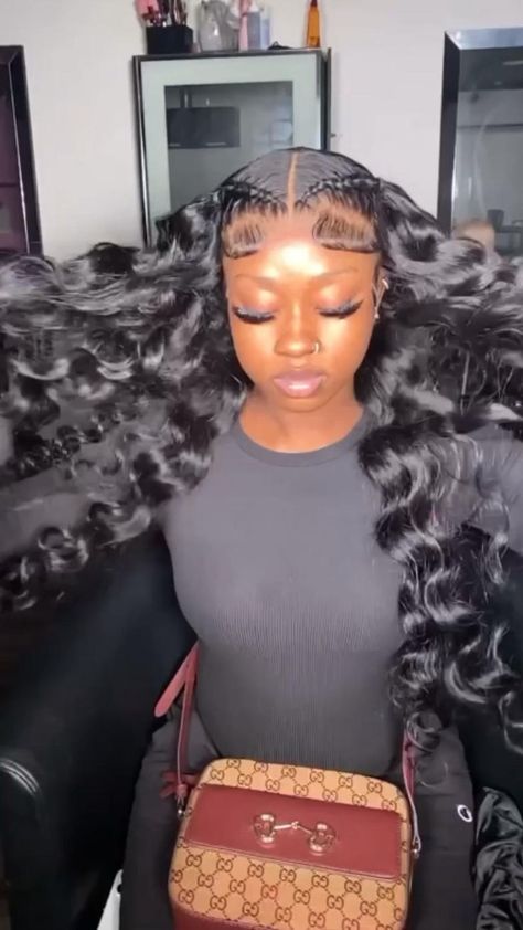 Wave Hairstyles For Black Women, Deep Wave Frontal Wig Hairstyles, Wig Hairstyles For Black Women, Wave Hairstyles, Lace Wigs Styles, Girl Hair Colors, Frontal Wig Hairstyles, Birthday Hairstyles, Frontal Hairstyles