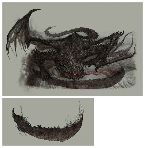 Magma Wyrm Makar Art - Elden Ring Art Gallery Elden Ring Boss Concept Art, Elden Ring Creatures, Wyrm Dragon, Elden Ring Art, Dragon Concept Art, Dragon Concept, Monster Artwork, Bloodborne Art, 2023 Art