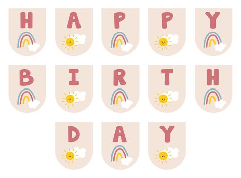 Birthday Bunting Printable Free, Rainbow Birthday Banner Free Printable, Free Printable Party Decorations, Happy Birthday Letters Printable Free, Printable Happy Birthday Banner Letters, Birthday Corner, Free Printable Birthday Banner, Happy Birthday Banner Printable Free, Printable Birthday Decorations