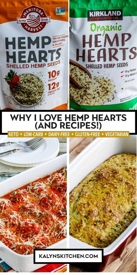 Pinterest image collage for Why I Love Hemp Hearts (and recipes) showing 2 packages of Hemp Hearts and 2 photos of recipes made using Hemp Hearts. Chia Seed And Hemp Heart Recipes, Hempseed Hearts Recipes, Hemp Hearts Oatmeal, Recipes With Hemp Hearts, Recipes With Hemp Seeds, Hemp Hearts Benefits, Hemp Heart Recipes, Hemp Hearts Recipes, Hemp Recipes