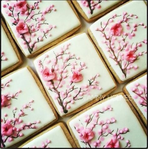 Cookies Tammy Holmes, Blossoms Cookies, Cherry Blossom Cookies, Cherry Blossom Cookie, Awesome Cookies, Blossom Cookies, Cookie Connection, Clay Pendants, Spring Cookies