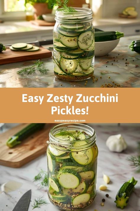 Easy Zucchini Refrigerator Pickles Recipe: A Crunchy, Tangy Delight! Ways To Cook Zucchini, Canning Zucchini, Refrigerator Pickle Recipes, Easy Pickling Recipes, Easy Pickle, Zucchini Pickles, Easy Zucchini Recipes, Pickles Recipe, Raspberry Cookies