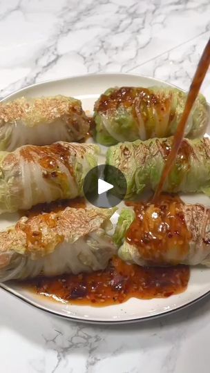 Napa Cabbage Rolls, Cabbage Rolls Recipe, Plant Based Cookbook, Cooked Rice, Napa Cabbage, Spring Onions, Dumpling Recipe, Vegan Meal Prep, Cabbage Rolls