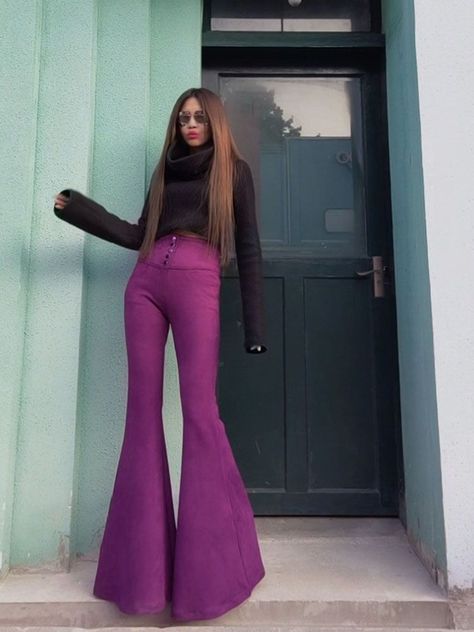 Purple Bell Bottoms, How To Style, Rihanna, Wide Leg Jeans, Bell Bottoms, Flare Jeans, Bell Bottom Jeans, Halloween Costumes, Wide Leg