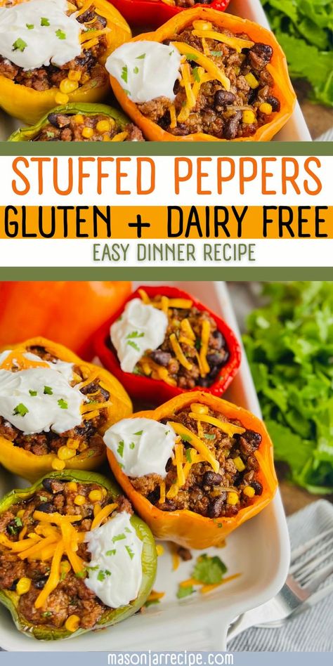 Gluten And Dairy Free Stuffed Peppers, Stuffed Bell Peppers Gluten Free Dairy Free, Gluten Free Stuffed Bell Peppers, Dairy Free Stuffed Bell Peppers, Gluten Free Bell Pepper Recipes, Gf Df Stuffed Peppers, Gf Stuffed Peppers, Gluten Free Dairy Free Stuffed Peppers, Thai Stuffed Peppers