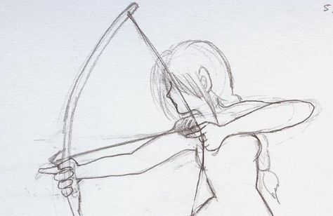 Archer Poses Drawing Female, Simple Bow And Arrow Drawing, Person Holding Bow And Arrow Reference, Archery Poses Drawing, Holding Bow And Arrow Reference, Archer Pose, Inspirational Sketches, Archery Poses, Archery Aesthetic