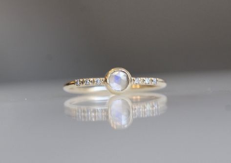 Gold Ring Diamond, Solid Gold Ring, June Birthstone, Solid Gold Rings, Ring Diamond, Beautiful Ring, Moonstone Ring, Diamond Band, June Birth Stone