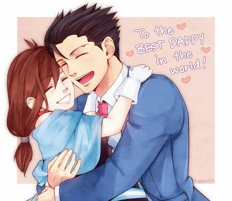 Trucy and Phoenix Dad With Daughter, Deviantart Anime, Trucy Wright, Apollo Justice, Hiro Hamada, Professor Layton, Phoenix Wright, Ace Attorney, Anime Dad