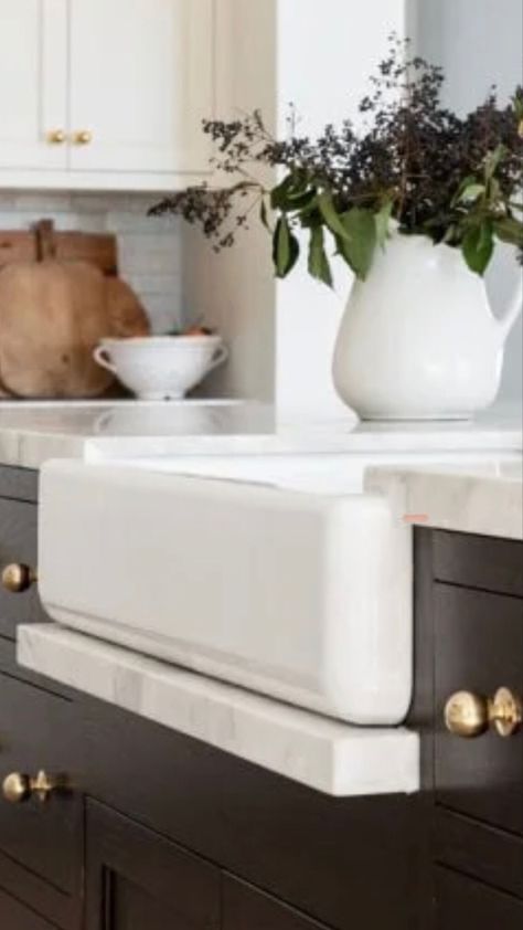 Sink Drip Rail, Drip Rail Under Farmhouse Sink, Apron Sink Drip Ledge, Drip Rail Under Sink, Kohler Whitehaven Farmhouse Sink, Equestrian Kitchen, Kohler Farmhouse Sink, Modern White Kitchen Cabinets, Farmers Sink