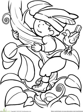 Worksheets: Color Jack and the Beanstalk Bean Stalk, Fairy Tales Preschool, Nursery Rhymes Preschool, Fairy Tales Unit, Fairy Tale Theme, Traditional Tales, Fairytale Nursery, Traditional Stories, Jack And The Beanstalk