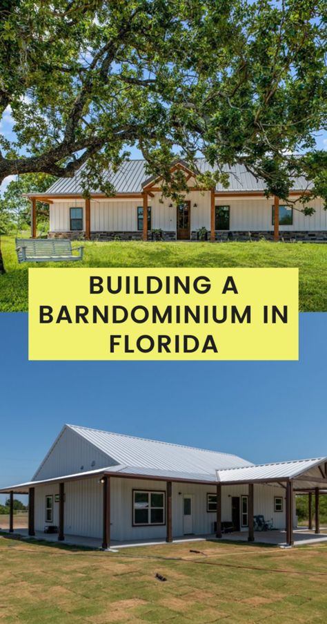 Building A House In Florida, 40x40 Barndominium, Florida Barndominium, Construction Hacks, Building A Barndominium, Barndominium Kits, Property Ideas, House Kits, Dry Rubs