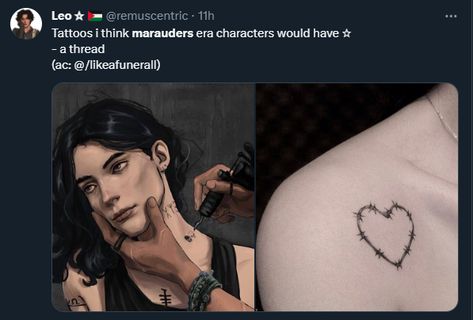 Lily Evans Tattoo, Rosekiller Tattoo, Jegulus Tattoo, Regulus Black Tattoo, Sirius Black Tattoos, Remus Lupin Tattoo, Wolfstar Tattoo, Marauders Tattoo Ideas, Sirius Tattoo