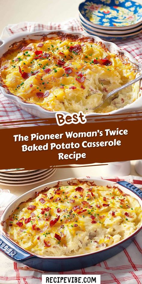 Looking for a crowd-pleasing side dish for your Christmas dinner? The Pioneer Woman’s Twice Baked Potato Casserole is creamy, cheesy, and full of flavor! This recipe is perfect for holiday gatherings. Save it now for your festive feast and impress your guests with this delicious twist on a classic favorite! Twice Baked Potato Casserole Recipe, Pioneer Woman Recipes Dinner, Easy Twice Baked Potatoes, Christmas Potatoes, Twice Baked Potato Casserole, Twice Baked Potato, Twice Baked Potatoes Casserole, Cheesy Potato Casserole, Christmas Recipes Easy