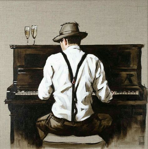 Arte Jazz, Piano Art, Man Sketch, Jazz Art, Piano Man, Kunst Inspiration, Art Consultant, Musical Art, Figurative Artists