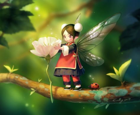 Chinese Fairy, Illustration Art Kids, Magical Land, Cute Images With Quotes, Fairies Elves, Butterfly Fairy, Fantasy Novel, Fantasy Fairy, Digital Art Anime